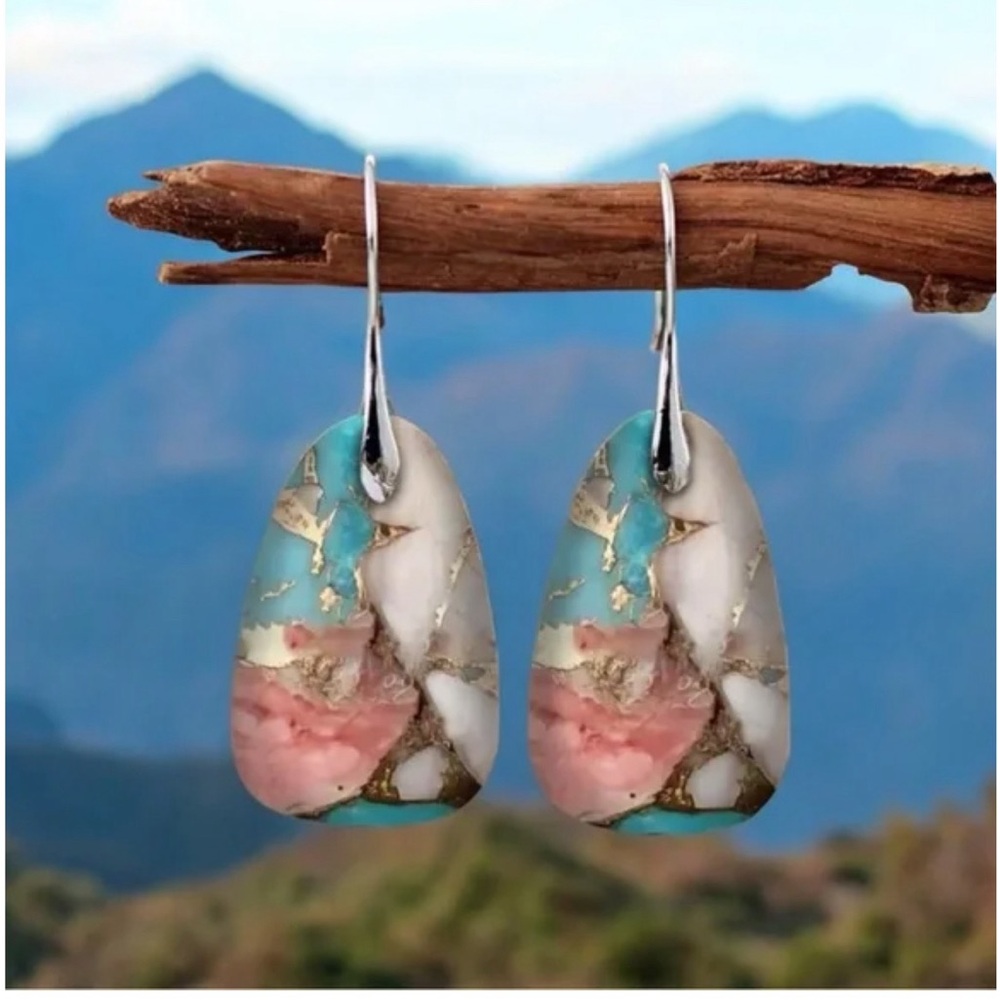 Retro Bohemian Earrings Imitation Turquoise Earrings Women's Earrings Retro